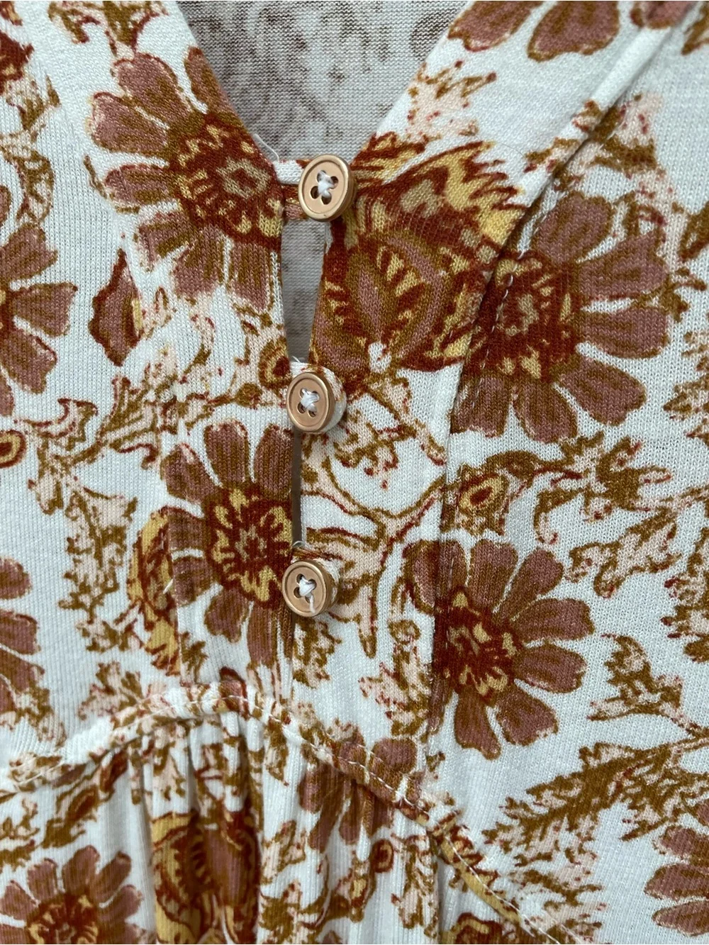 Free People Floral Tunic Mini Dress with flutter cuffs and trim